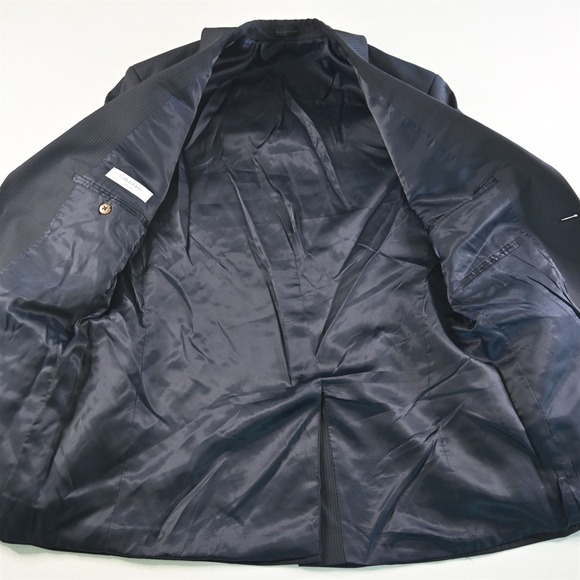 Calvin Klein 42R 33x32 Navy Blue Striped 100% Wool Mens Jacket Pants Suit - Picture 6 of 12